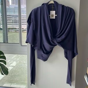 Rosie Pope Long Sleeve Draped Neck Cardigan